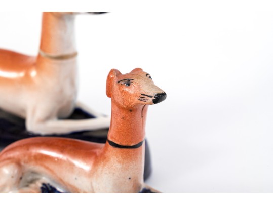 Pair Of English, Staffordshire Whippet Inkwells