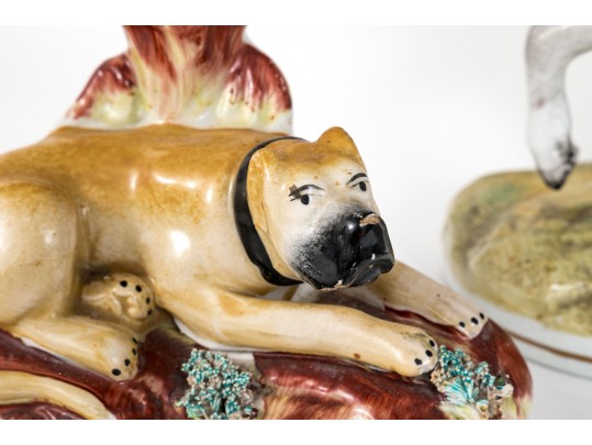 Collection Of Antique English, Staffordshire Hand Painted Ceramic Wares