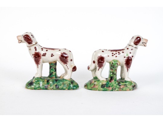 Lovely Pair Of Vintage English, Staffordshire Painted Ceramic Spaniels