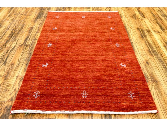 Indian Hand Loomed Wool Lori Carpet, 3' X 4'-10