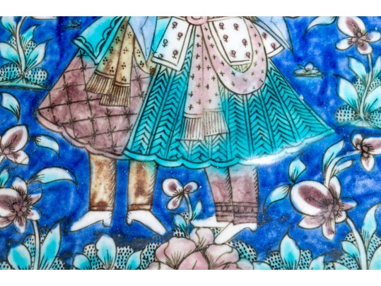 Pair Of Persian Moulded And Hand Painted Ceramic Plaques 