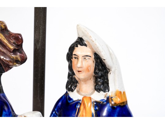 Pair Of Vintage English, Staffordshire Figural Table Lamps