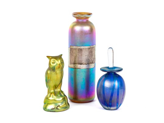 Fine Collection Of Artisanal Glass And Zolnay Ceramic Owl