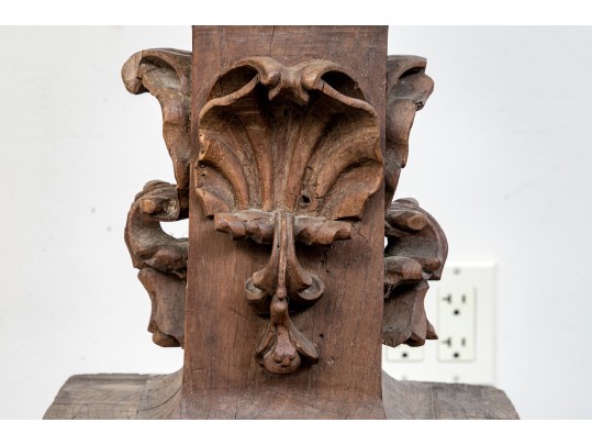 Antique Carved Wooden Altar Stick