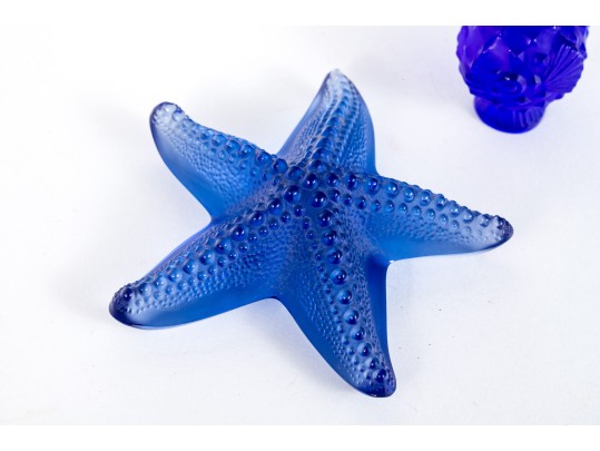 Two French, Lalique Nautical Table Top Items