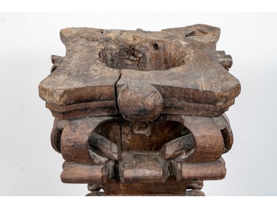 Antique Carved Wooden Altar Stick