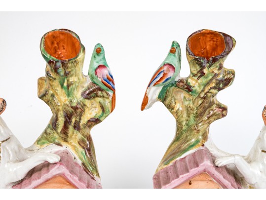 Pair Of Antique English Staffordshire Spill Vases