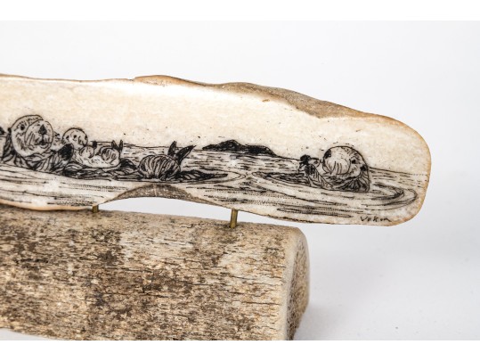 Two Vintage Pieces Of Hand Carved Scrimshaw