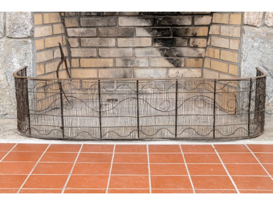 Vintage Ornate Wire And Brass Fireplace Fender