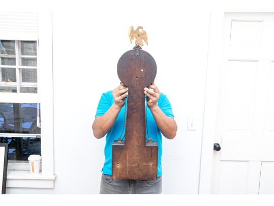 Antique William Grant Federal Style Eglomise Inset Wood And Brass Framed Banjo Clock