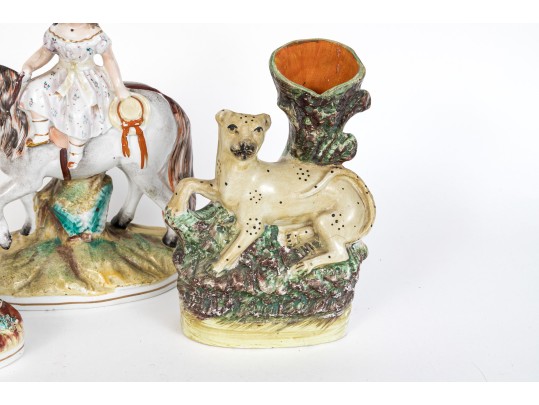 Collection Of Antique English, Staffordshire Hand Painted Ceramic Wares