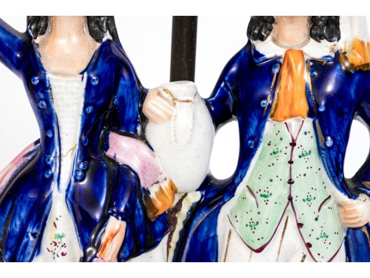 Pair Of Vintage English, Staffordshire Figural Table Lamps
