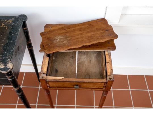 Collection Of 3 Antique Carved, Ebonized & Finished Side Tables - For Restoration