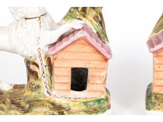 Pair Of Antique English Staffordshire Spill Vases