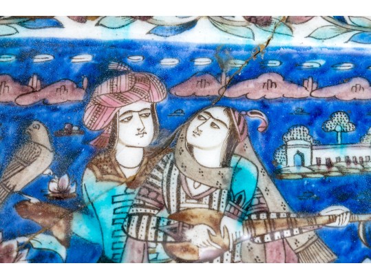 Pair Of Persian Moulded And Hand Painted Ceramic Plaques 