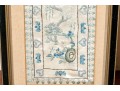 Pair Of Antique Chinese Silk Embroidered Panels, Framed
