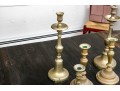 3 Pairs Of Antique And Vintage Brass Candlesticks
