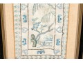 Pair Of Antique Chinese Silk Embroidered Panels, Framed