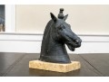 Italian Bronze Bust Of A Horse Mounted On A Marble Plinth