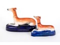 Pair Of English, Staffordshire Whippet Inkwells