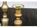 3 Pairs Of Antique And Vintage Brass Candlesticks