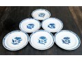 Vintage English Floral Decorated Blue And White Ceramic Dishes, 6 Dishes