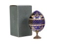 Russian Cobalt Blue Glass Egg With With Floral Etchings