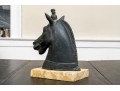Italian Bronze Bust Of A Horse Mounted On A Marble Plinth