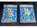 Pair Of Persian Moulded And Hand Painted Ceramic Plaques 
