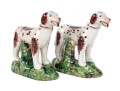 Lovely Pair Of Vintage English, Staffordshire Painted Ceramic Spaniels