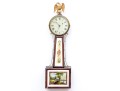 Antique William Grant Federal Style Eglomise Inset Wood And Brass Framed Banjo Clock