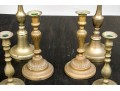 3 Pairs Of Antique And Vintage Brass Candlesticks
