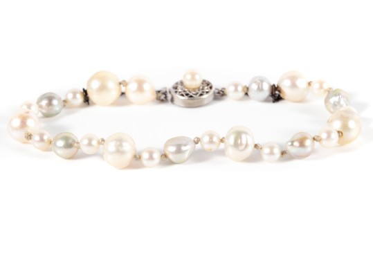 14k White Gold Cultured Pearl Bracelet