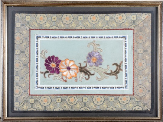Chinese Silk Embroidery Of Flowers