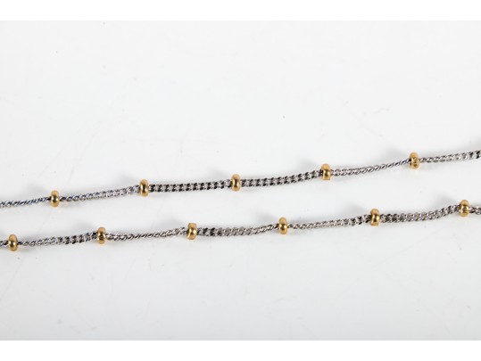 14k Yellow And White Gold Filigree Heart Pendant Necklace