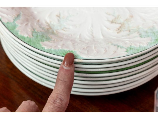 Wedgwood Majolica Leaf Relief Plates