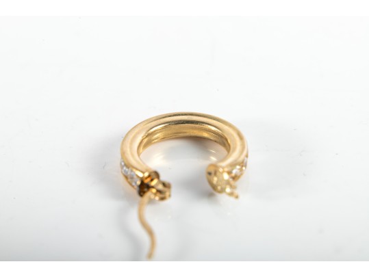 14k Yellow Gold CZ Hoop Earrings