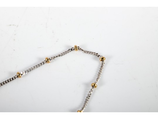 14k Yellow And White Gold Filigree Heart Pendant Necklace