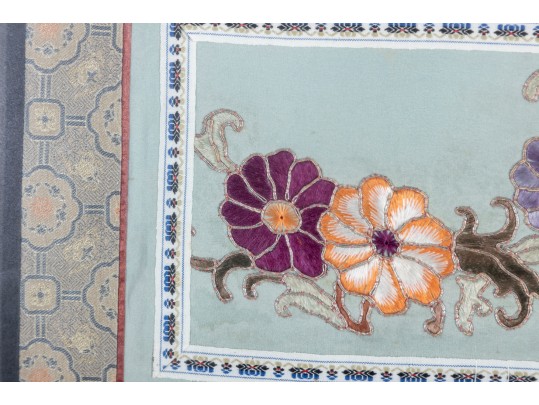 Chinese Silk Embroidery Of Flowers