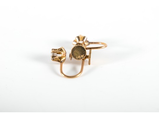 14k Yellow Gold Diamond Clip-On Earrings