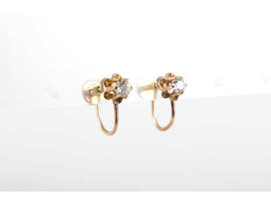14k Yellow Gold Diamond Clip-On Earrings