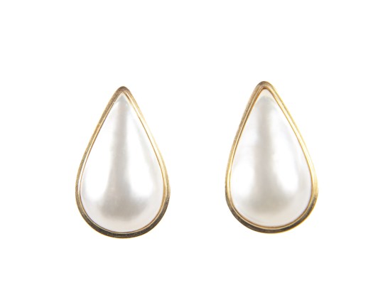 14k Yellow Gold Pear-Shaped Cultured Pearl Earrings