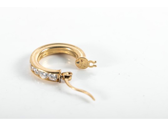 14k Yellow Gold CZ Hoop Earrings
