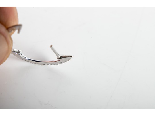 14k White Gold White Sapphire Hoop Earrings