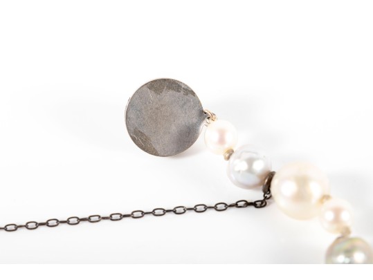 14k White Gold Cultured Pearl Bracelet