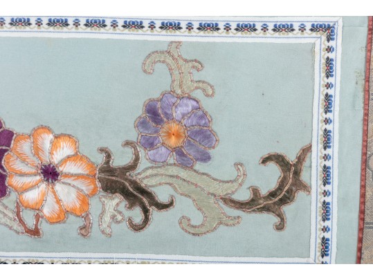 Chinese Silk Embroidery Of Flowers