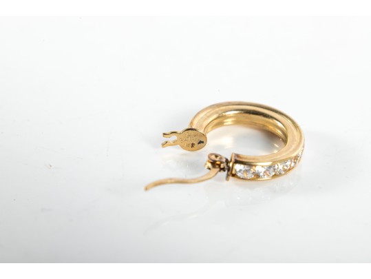 14k Yellow Gold CZ Hoop Earrings