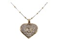 14k Yellow And White Gold Filigree Heart Pendant Necklace