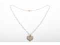 14k Yellow And White Gold Filigree Heart Pendant Necklace