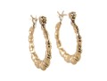14k Yellow Gold Bamboo-Motif Hoop Earrings